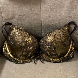 Victoria’s Secret Black & Gold Lace Push Up
